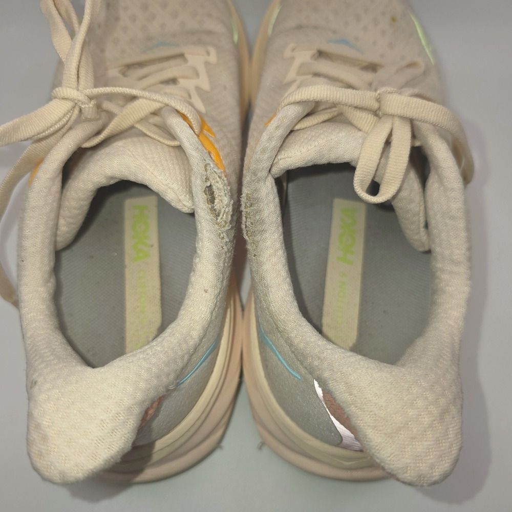 Hoka Clifton 9 Women's Running Shoes Cream Yellow Road Runner Sneakers - Picture 8 of 10